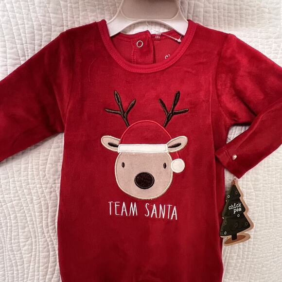 Baby Christmas Santa Hat Bodysuit sz 0/3m Sleep & Play Set Holiday Outfit Footie - Picture 3 of 7